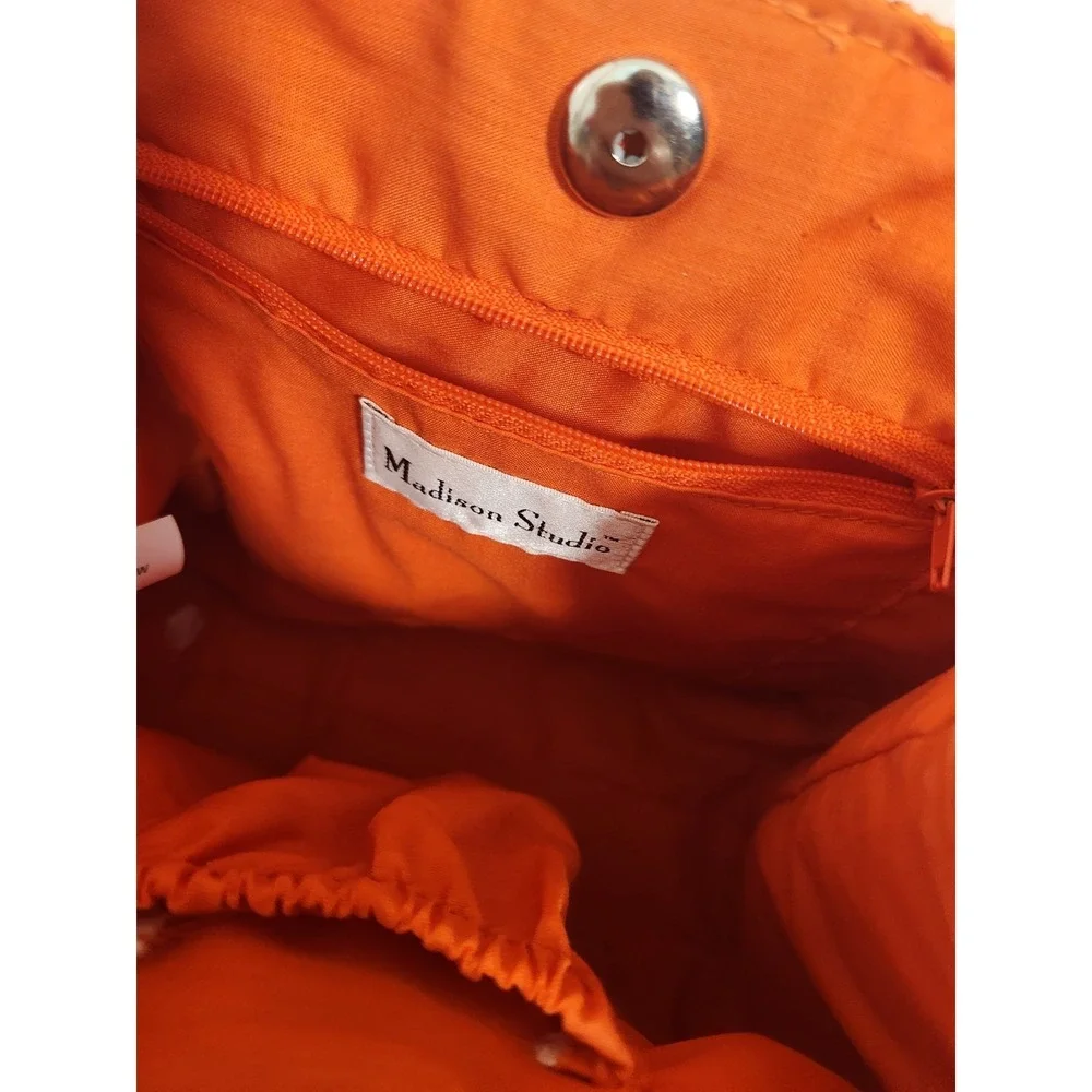 Madison Studio Orange Wheat‎ Straw Summer Beach Bucket Bag Vacation Resortwear